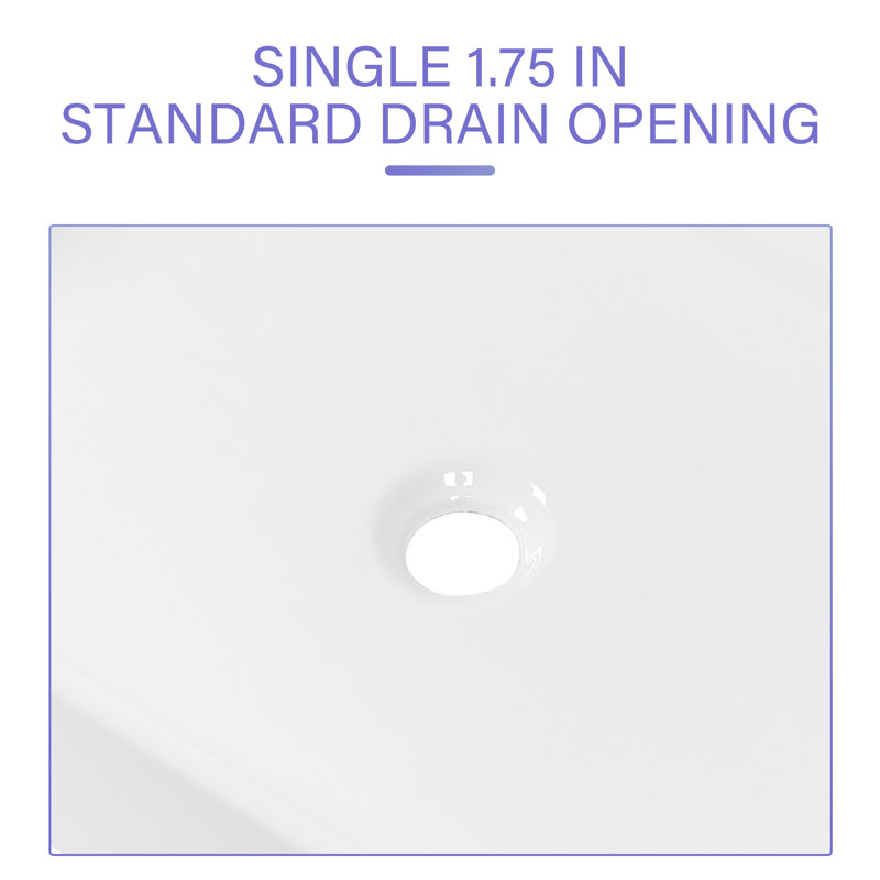 24'' x 16'' White Ceramic Rectangular Above-Counter Sink