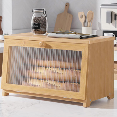 Boîte à pain en bois à 1 niveau, contenant de rangement pour le comptoir de cuisine