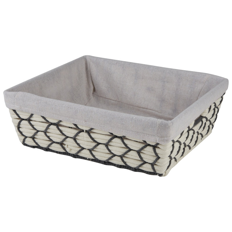  Large Shelf Woven Tote In White, 4.92" H x 12.99" W x 14.96" D