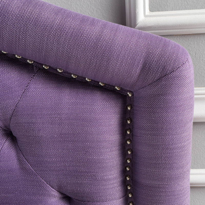 Tête de lit mauve pour lit double - Style contemporain avec motif tapissier et garniture cloutée fraîche, Lit double