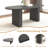 Extendable Dining Table Set, Rustic Oval Dining Room Table & Velvet Dining Chairs with Wood Leg, 62.99" -78.74" Dining Table and Chairs Set, Modern Dining Table Set-1348664851-1348664876