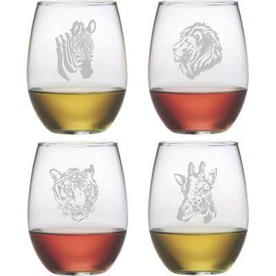Ensemble de verres à vin sans pied 4 pièces animalia