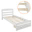 Lit simple blanc avec support en lattes de bois robuste et rangement supplémentaire, sans sommier tapissier avec base de rangement solide - requis