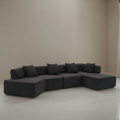 140" Wide L-Shaped Modular Sectional Sofa