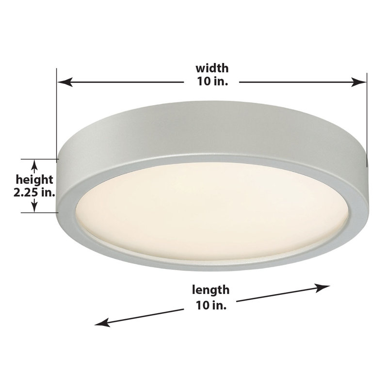 Plafonnier encastré 1 lumière Hilmar, argent, H 2,25 po x l 8 po x P 8 po