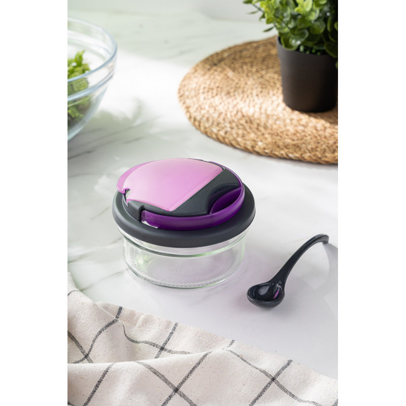 Metro Lane Crescenzo 100% GLASS Salad Bowl, Black/Purple