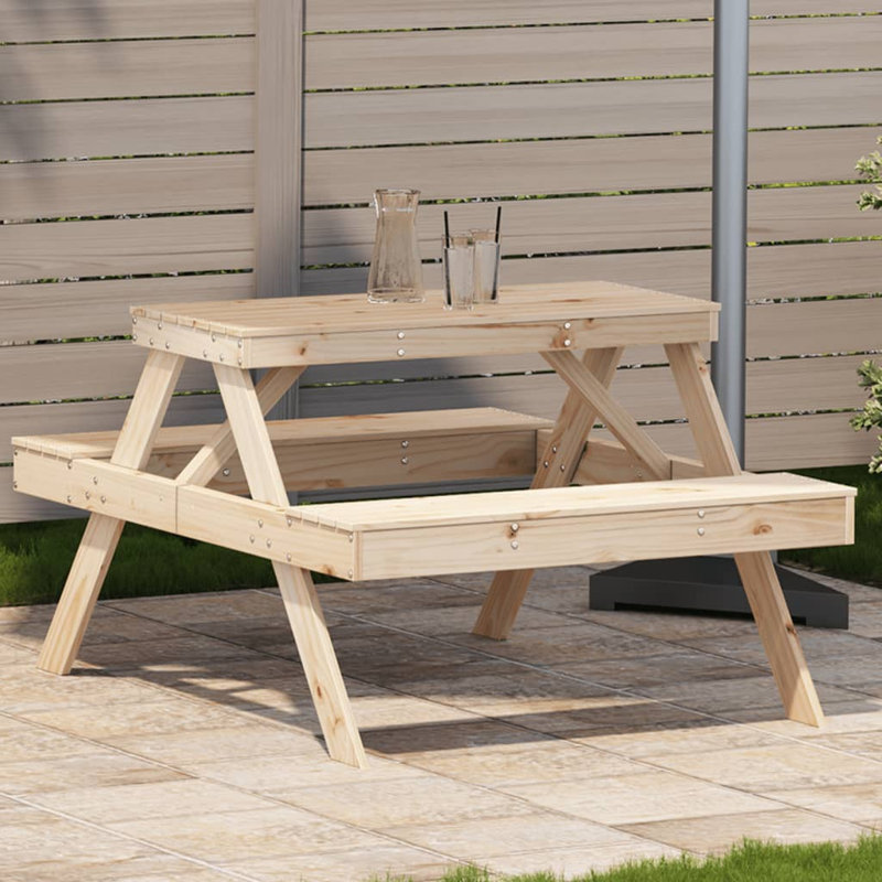  Table de pique-nique en pin massif, Naturel