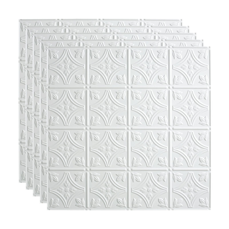 FASÄDE Traditional Style/Pattern 1 Decorative Vinyl 2ft x 2ft Lay in Ceiling Panel, Matte White