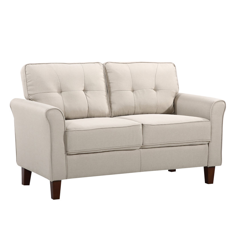 Cadmus Upholstered 54.53'' Loveseat, Beige/Tan Linen