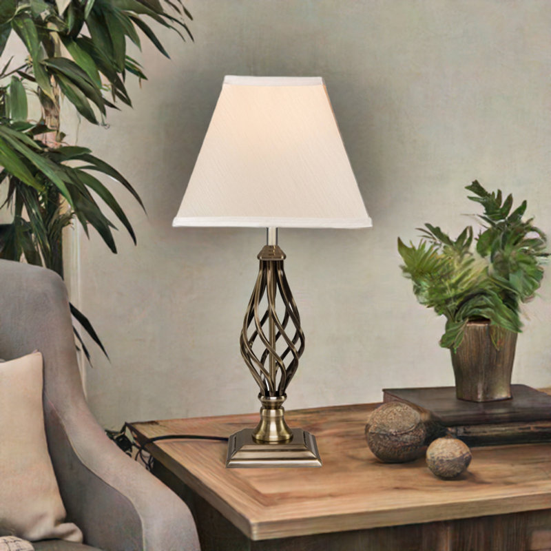 Bratton 49Cm Twist Square Table Lamp, Antique Brass