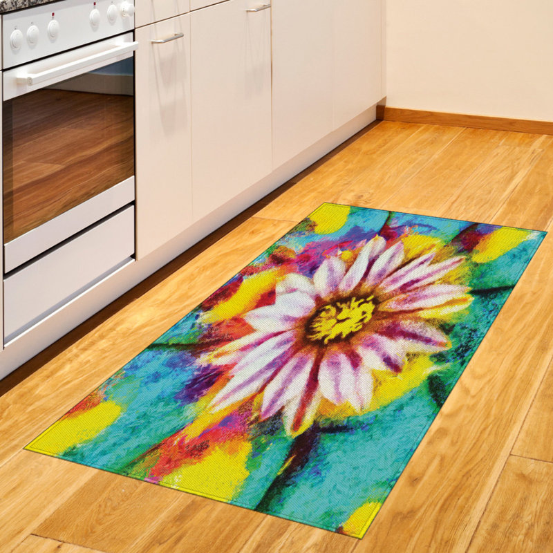 Flower High Density Long Fiber Poly Threads Decorative Area Rug Carpet, Rectangle 2'7" x 5'