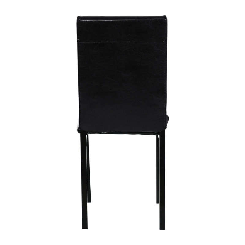 4 chaises de salle à manger en métal, similicuir brun, métal noir, 17,25 po de largeur, 4 chaises avec finition, siège en cuir, hauteur 13,25 po