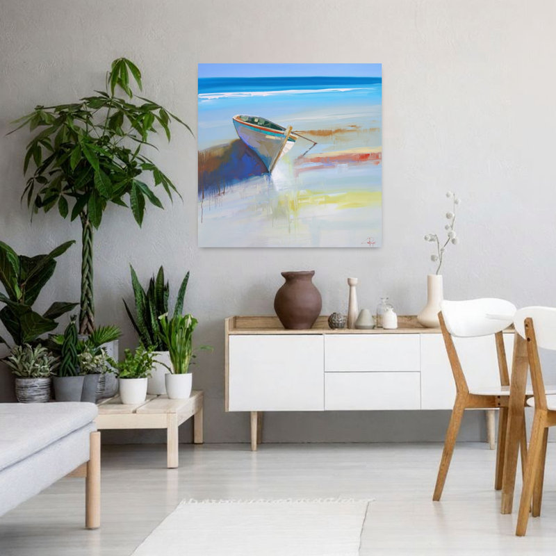 Art marin côtier abstrait contemporain à marée basse 2, H 36 po x l 36 po