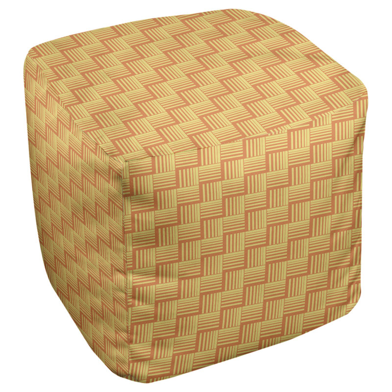 Repose-pieds cubique à rayures classic basketweave, Orange / Jaune