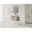 Meuble-lavabo flottant de conception moderne avec lavabo d'art en céramique, dalle de pierre plate blanche et petites tablettes de rangement, porte à fermeture douce, ensemble KD