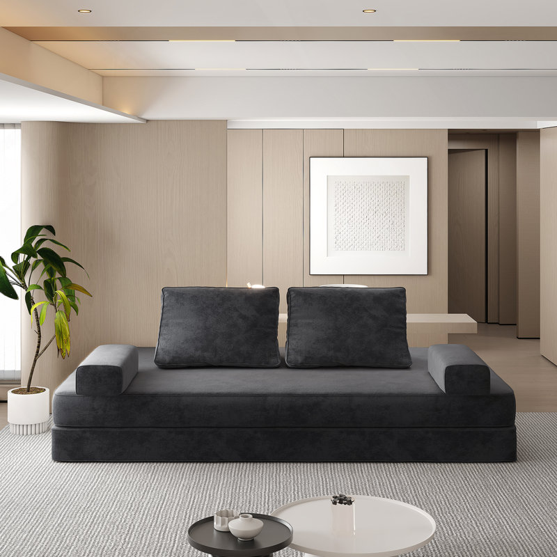Luxueux canapé Marshmallow Boucle avec coussins moelleux, pour le confort et le style dans n'importe quel salon, Gris foncé