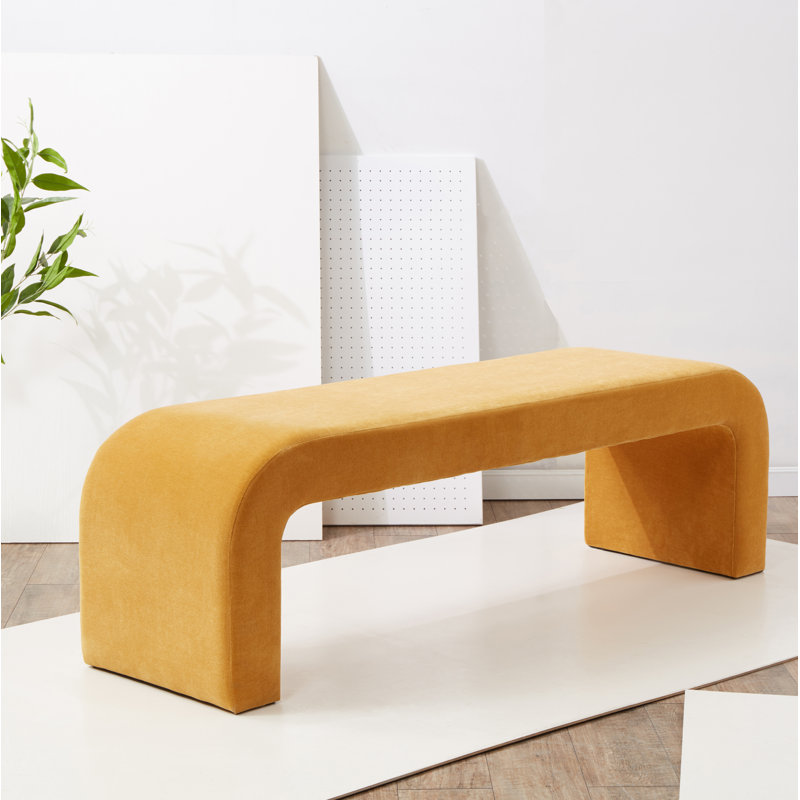 Daine 62" Upholstered Bench, Butterscotch Velvet