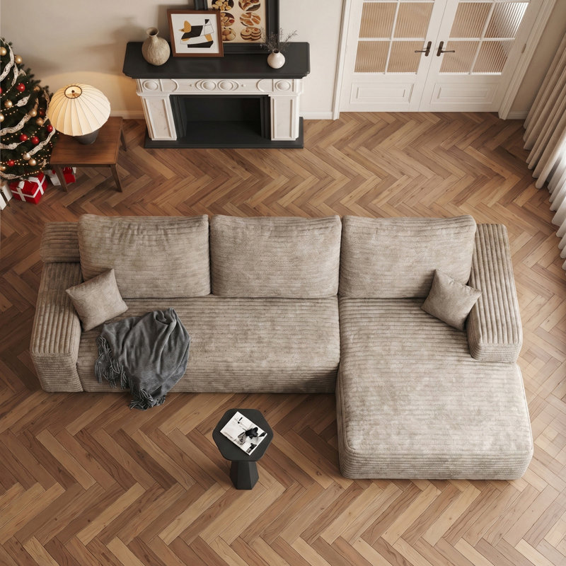 Canapé modulaire 108 po avec méridienne rembourrée 108 po, Camel, Oui
