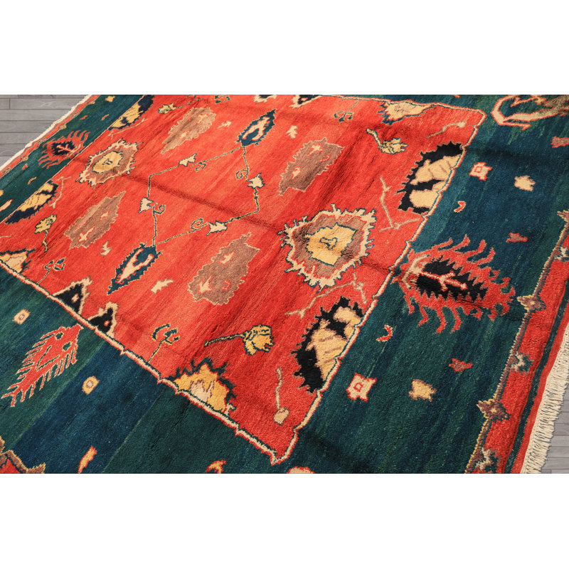 Tapis Oushak turc en laine noué à la main 9 pi 3 po x 10 pi 11 po