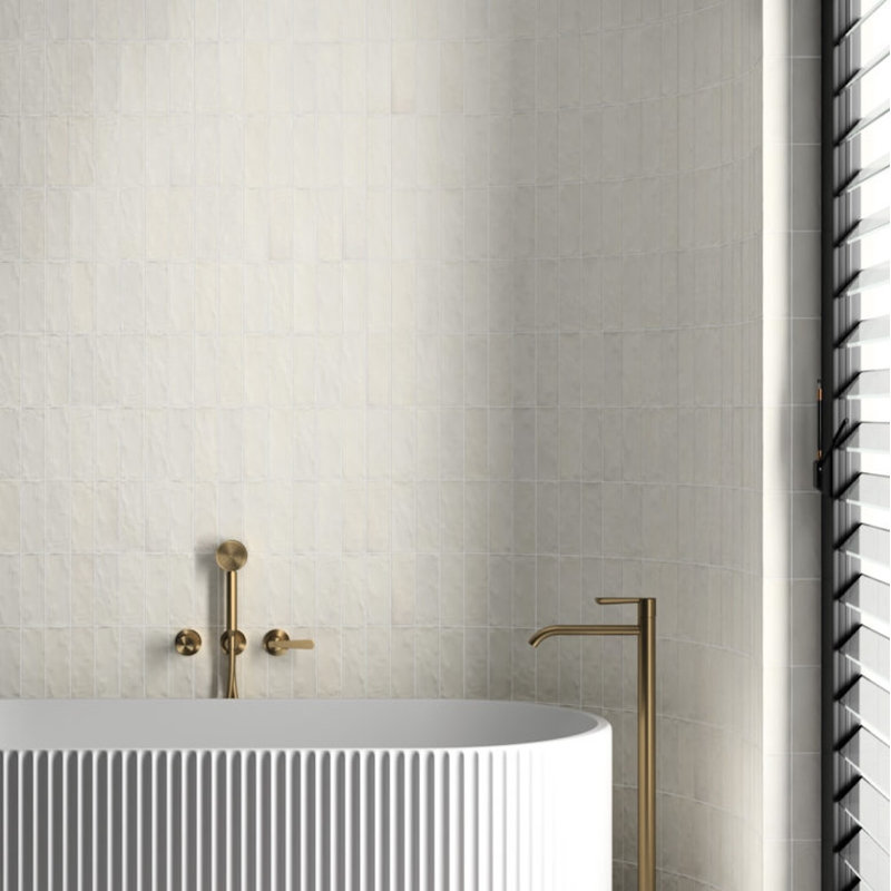 Sabbia Zellige | 3"x8" Ceramic Zellige Wall Tile, Silica White