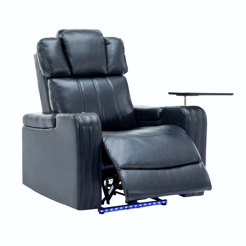 Fauteuil inclinable en cuir Ghida, Similicuir bleu