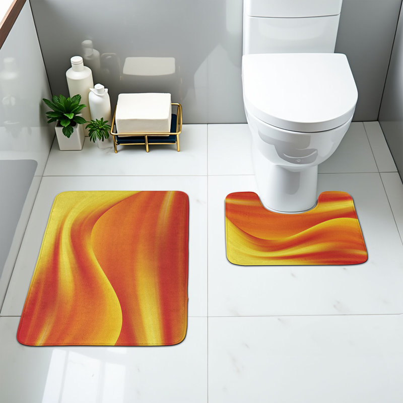  Ensemble de tapis de salle de bain orange 2 pièces