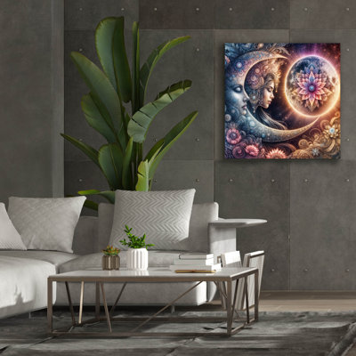  «Peacefull Moon» par Rey Klimt, art mural sur toile, 37 po x 37 po