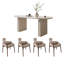 Table de salle à manger en pierre avec base en bois au fini crème-114982097