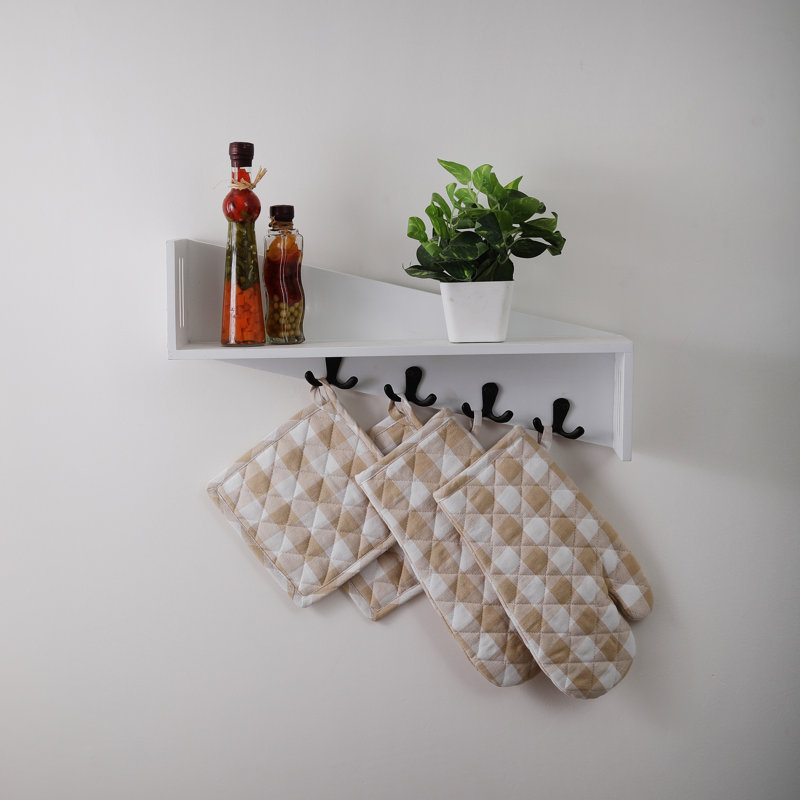 Laurel Foundry Modern Farmhouse® Gingham Potholder & Oven Mitt Set, Beige/White