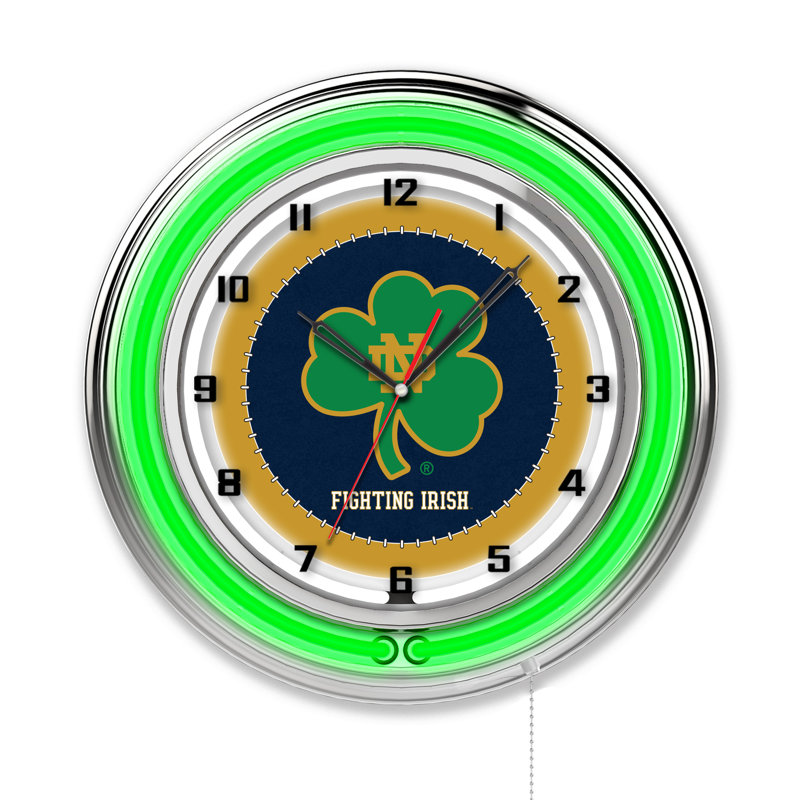 Horloge murale 19 po NCAA, Fighting Irish de Notre Dame - Trèfle