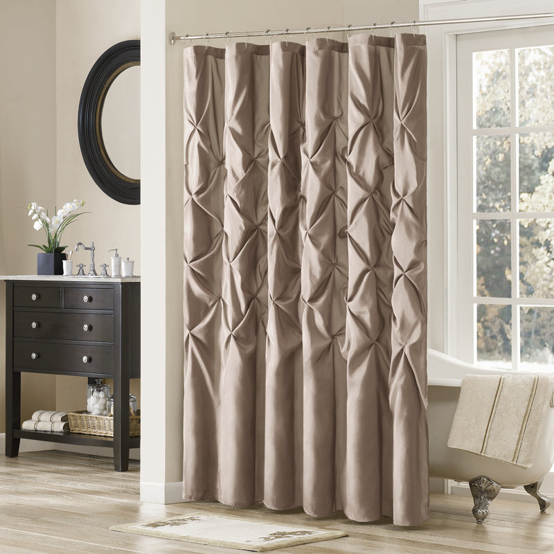Taupe Tufted Polyester Hollywood Glam Shower Curtain