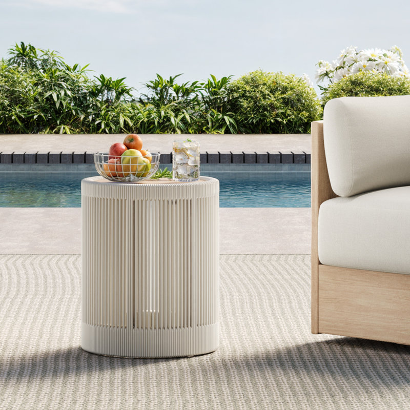 Round Woven Rope Patio Side Table