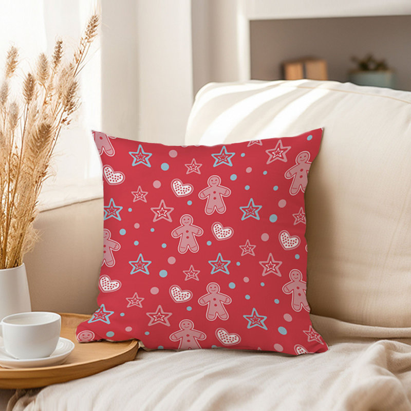 Holiday Christmas Stars & Ginger Bread Cookie Pattern II Modern, 20"H x 20"W