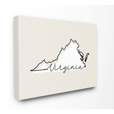 «Virginia Home State Map Neutral Design», impression sur toile