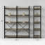 Bibliothèque industrielle à 5 niveaux avec structure en métal et crochets de rangement, présentoir à tablette ouverte rustique pour bureau à domicile, fabrication en bois durable et en acier