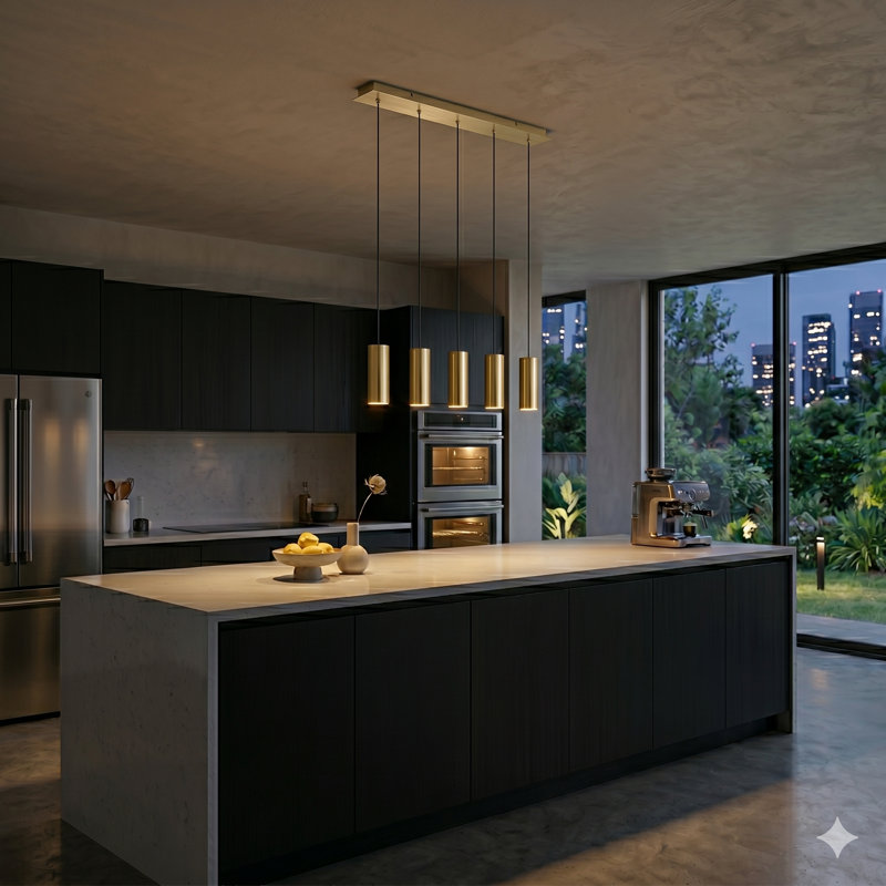Bludovice 5 - Light Kitchen Island Pendant, Brass