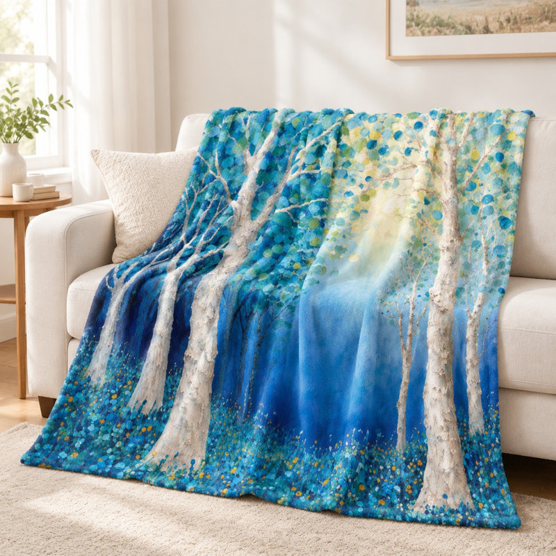 Couverture en flanelle Artistic Forest Trees, 50" L x 40" W