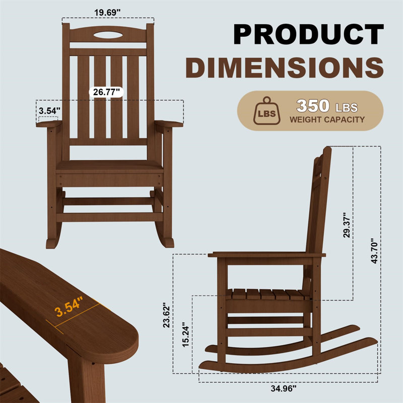 Ensemble de 2 chaises berçantes d'extérieur, Brun