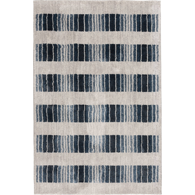 Tapis d'intérieur en polypropylène / polyester à motif écossais gris / bleu Hokku Designs Filkins