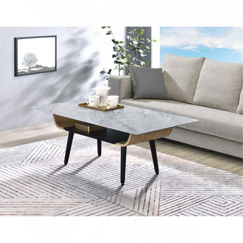 Table basse à quatre pieds avec rangement, Gris