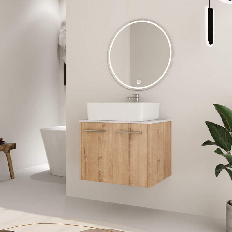 Ensemble de meuble-lavabo simple 24 po avec comptoir en céramique Beber, Forme rectangulaire, 24"
