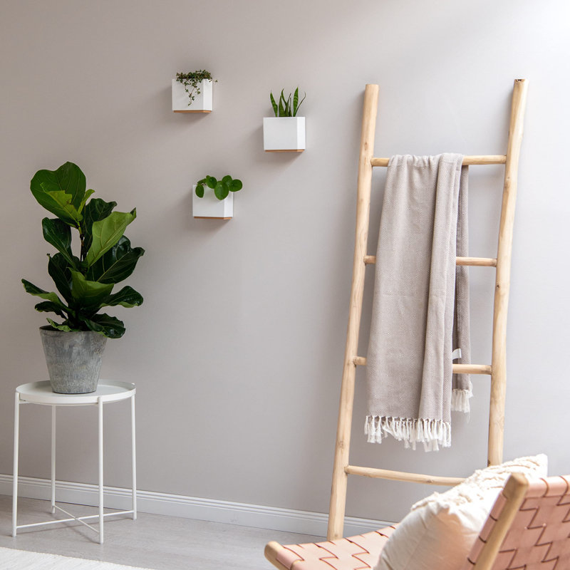 Metal Wall Planter, 12.4cm H x 14cm W x 14cm D, White