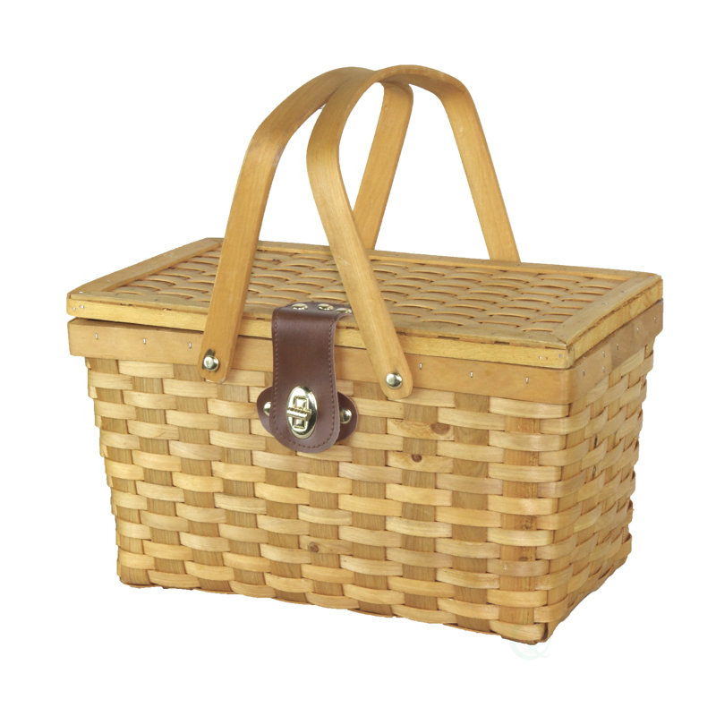 Panier à pique-nique woodchip à lignes vichy, service pour 2