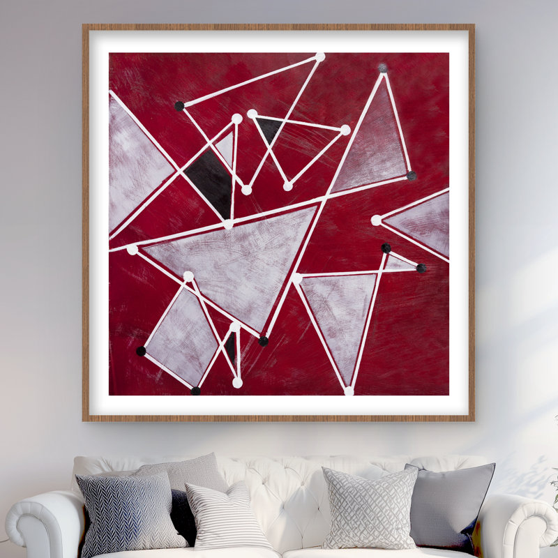 White Triangles on Red Background - Abstract Office Print