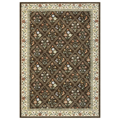 Machine Washable Bordered Rug Non Slip Rug Floral Foldable Rugs for Living Room Bedroom Playroom Nursery Dorm