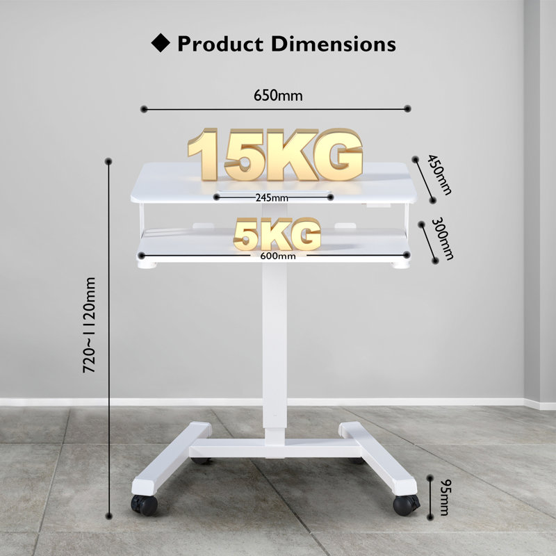 Adjustable Metal Base Standing Desk, White