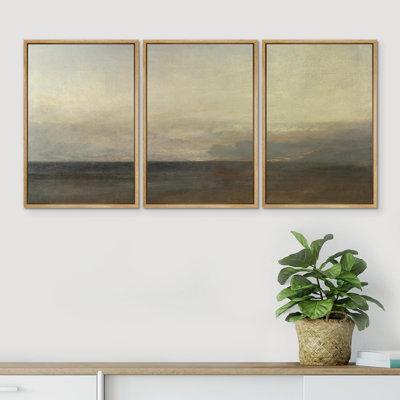 «Minimal Landscape», Moody Coastal Beach, paysage marin, impression sur toile encadrée, 3 pièces
