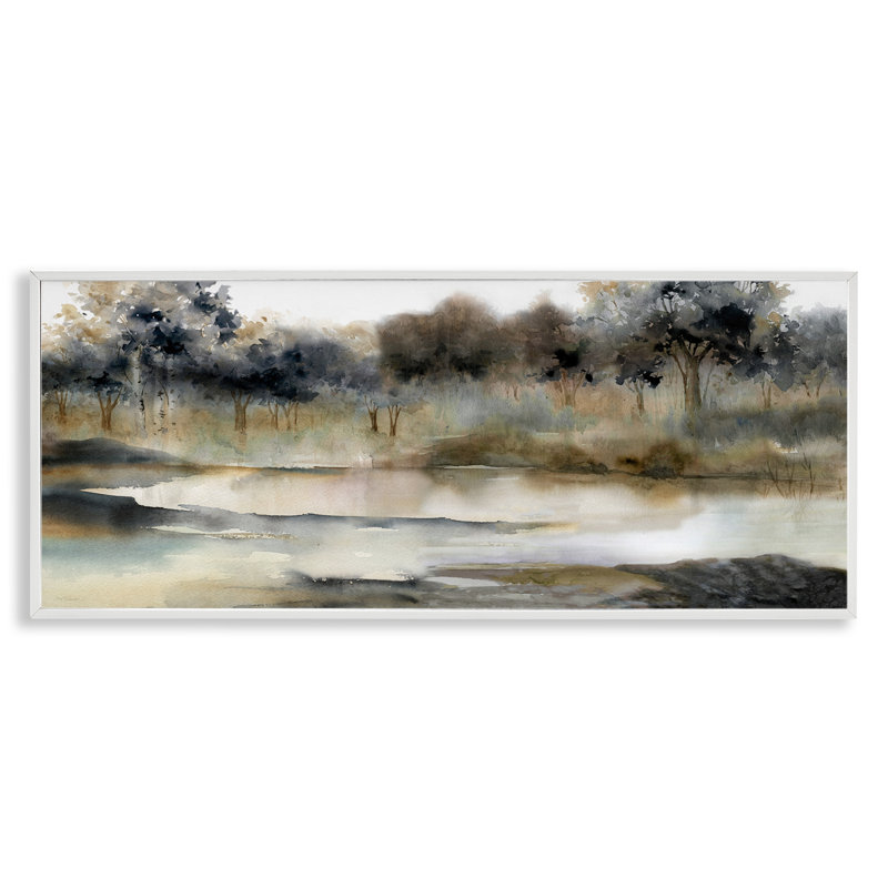 Trees by Lakeside Landscape, estampe numérique par Carol Robinson, H 13 po x l 30 po x P 1,5 po