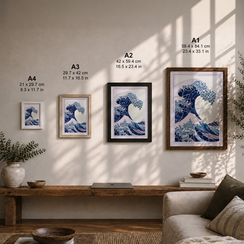 The Great Wave Japandi - Print, Unframed, A3 - 42.0 x 29.7 cm