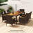 9 Pcs Outdoor Dining Set With Acacia Wood Table Top For 8 People Beige-1013516642